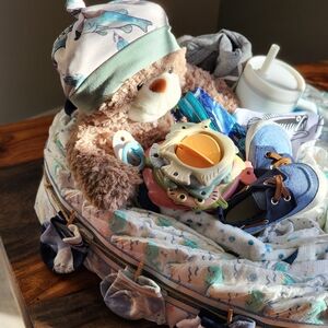 Carter's Baby Boy Pajama Set with Sea Animal Print - Blue and White